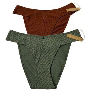 SKIMS Logo Mesh Cheeky Brief Lot of 2 Saffron Olive Small